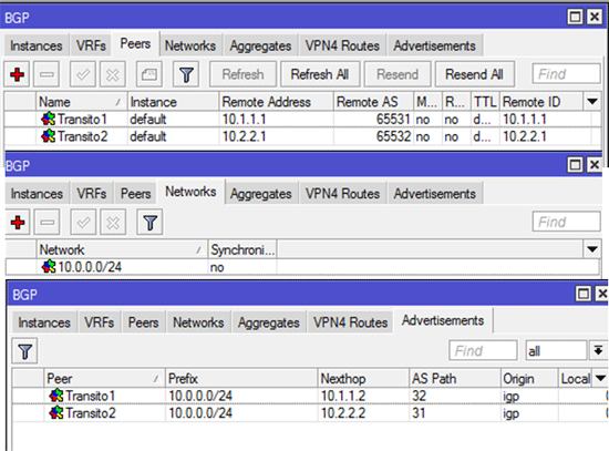 BGP no Mikrotik: Dois operadores de trânsito Provedor-21